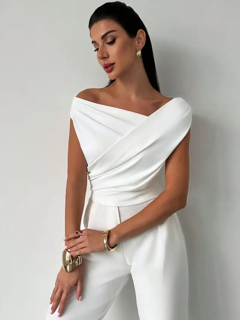 Modern Grace Draped Shoulder Top