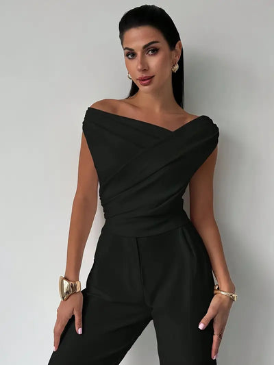 Modern Grace Draped Shoulder Top