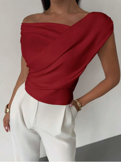 Modern Grace Draped Shoulder Top