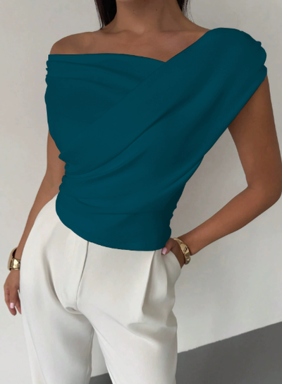 Modern Grace Draped Shoulder Top