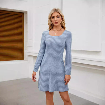 Modern Grace Ribbed Knit Mini Dress