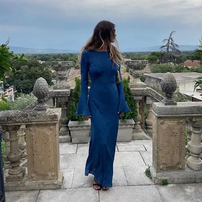 Moonlit Grace Flared Sleeve Maxi Dress