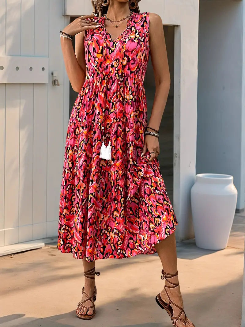 Ocean Mirage Tassel Midi Dress