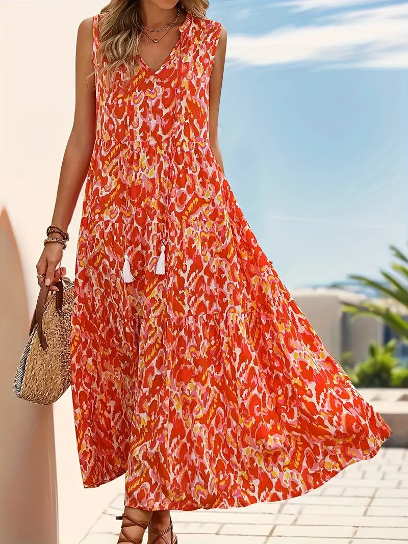 Ocean Mirage Tassel Midi Dress