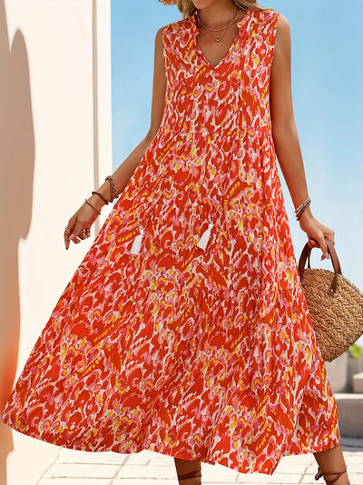 Ocean Mirage Tassel Midi Dress