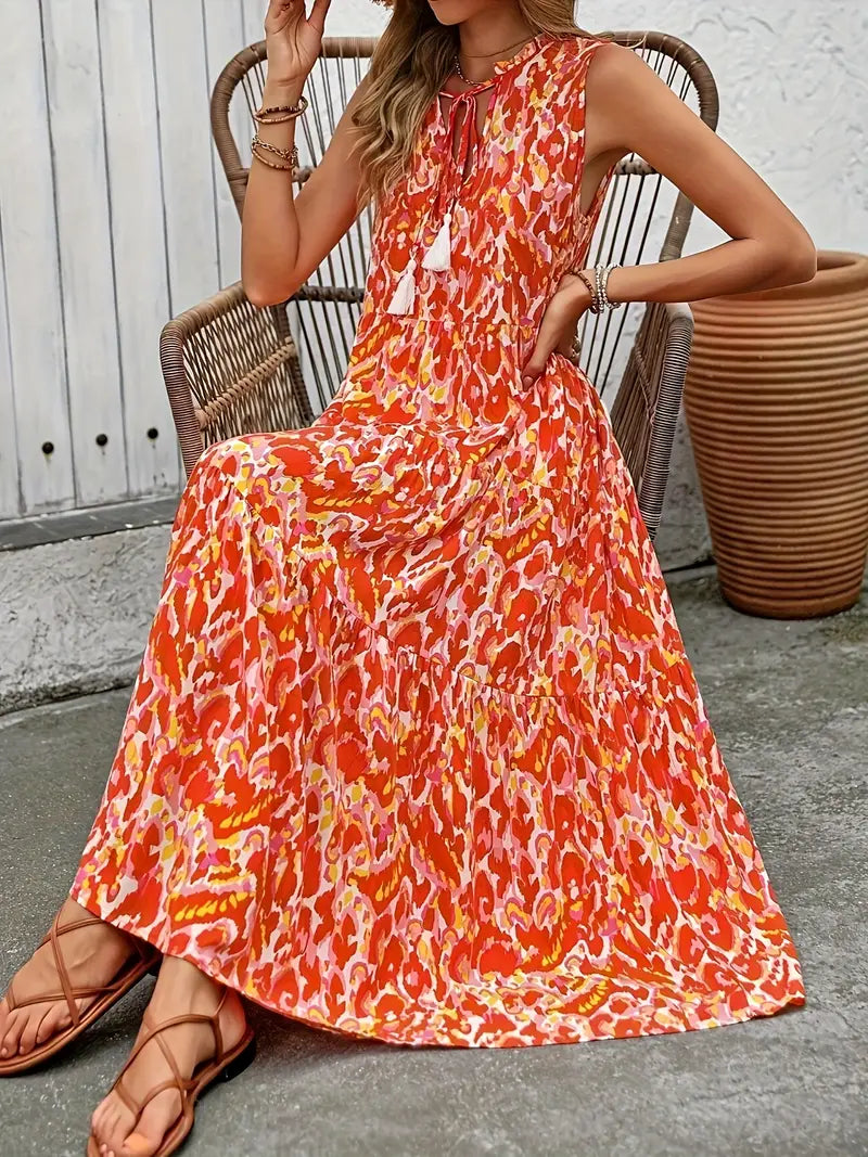 Ocean Mirage Tassel Midi Dress