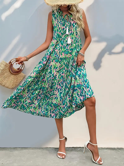 Ocean Mirage Tassel Midi Dress