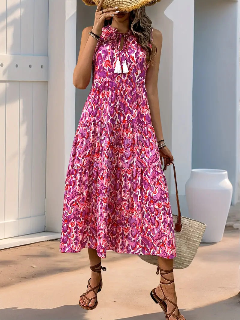 Ocean Mirage Tassel Midi Dress