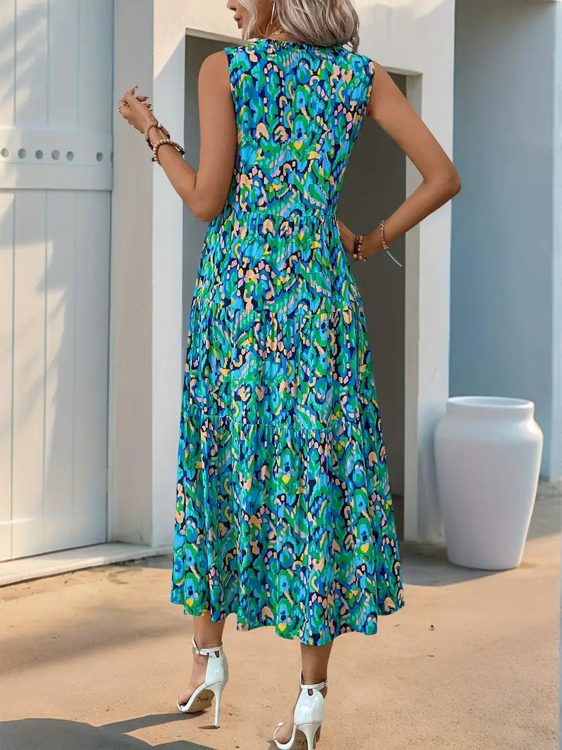 Ocean Mirage Tassel Midi Dress