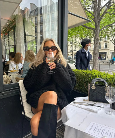 Chunky Knit Jumper with Parisian Charm