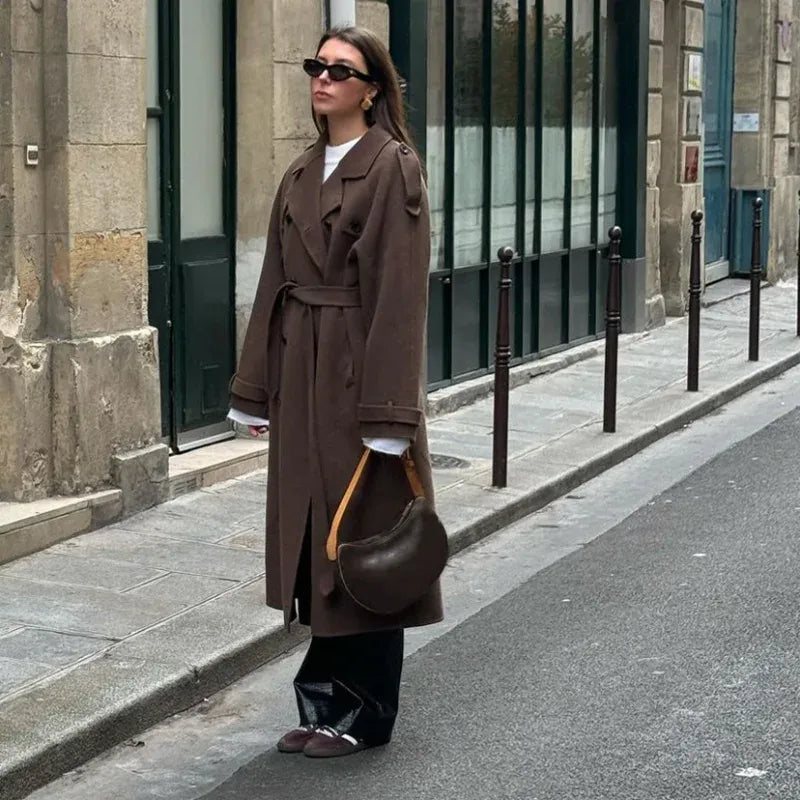 Parisian Allure Oversized Belted Coat