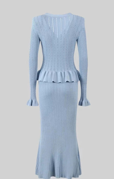 Parisian Grace Ribbed Knit Skirt Set