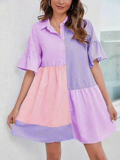 Playful Charm Colorblock Shirt Dress