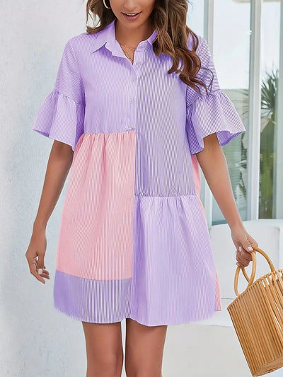 Playful Charm Colorblock Shirt Dress