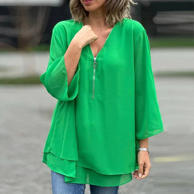 Playful Charm Zip Detail Blouse