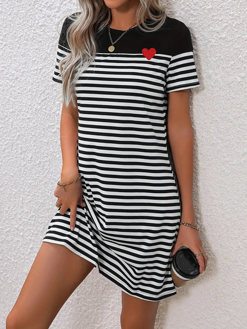 Playful Heart Stripe Mini Dress