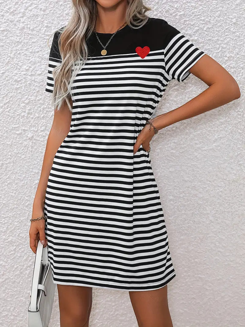 Playful Heart Stripe Mini Dress