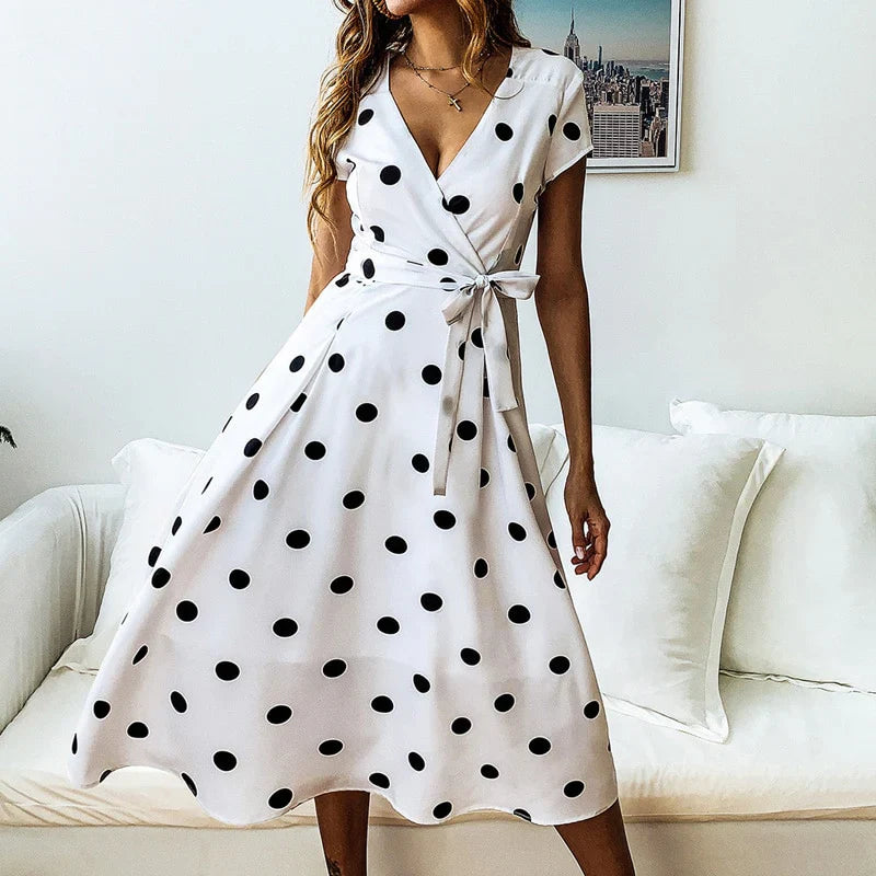 Playful Whimsy Polka Dot Midi Dress