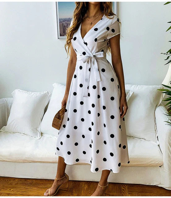 Playful Whimsy Polka Dot Midi Dress