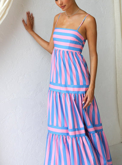 Playful Whimsy Stripe Midi Dress