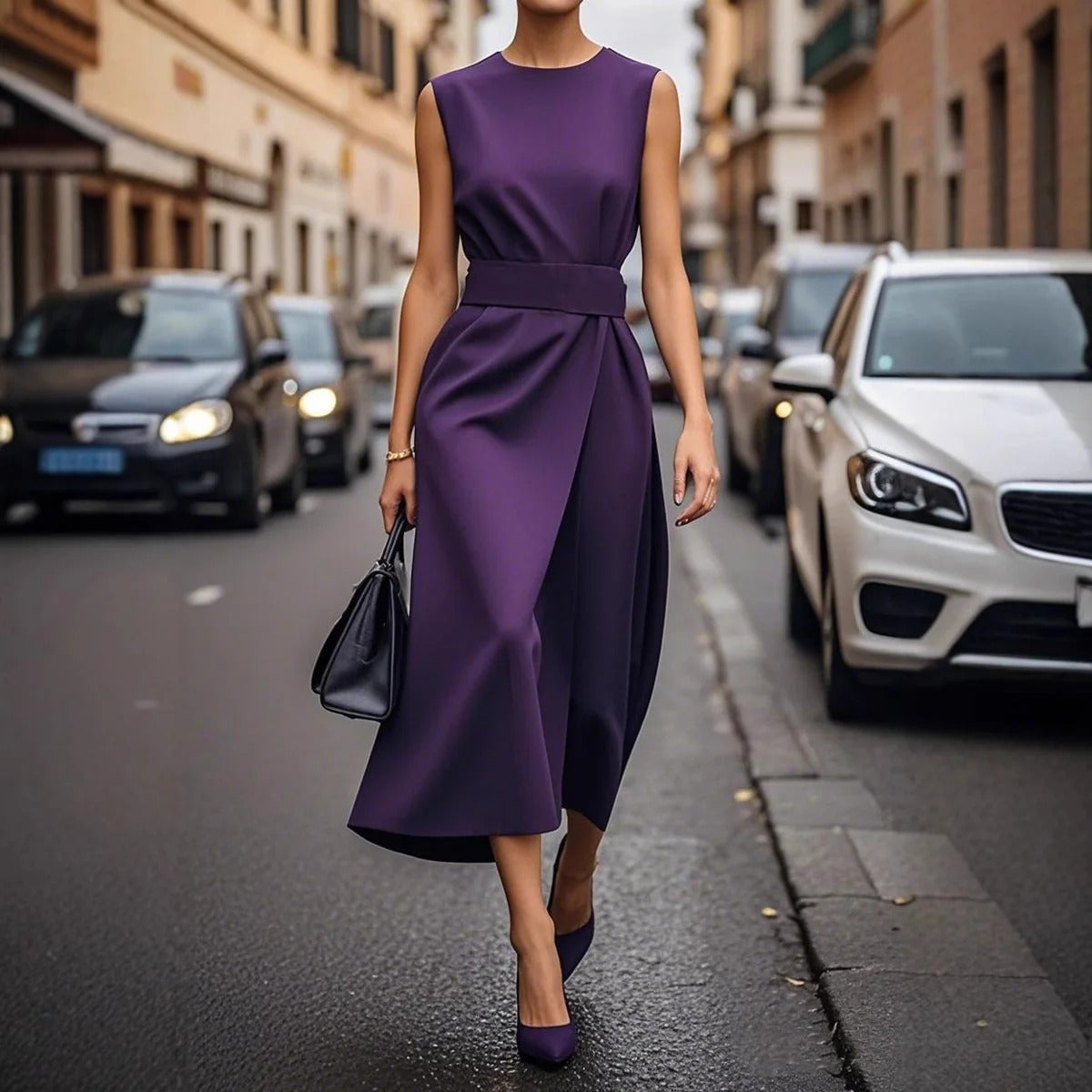 Pleat Detail Formal Dress