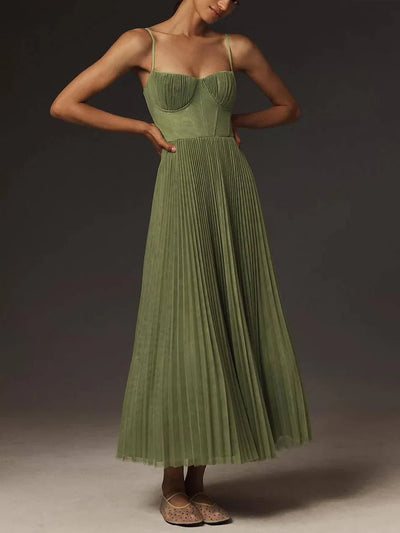 Poetic Grace Pleated Tulle Maxi Dress