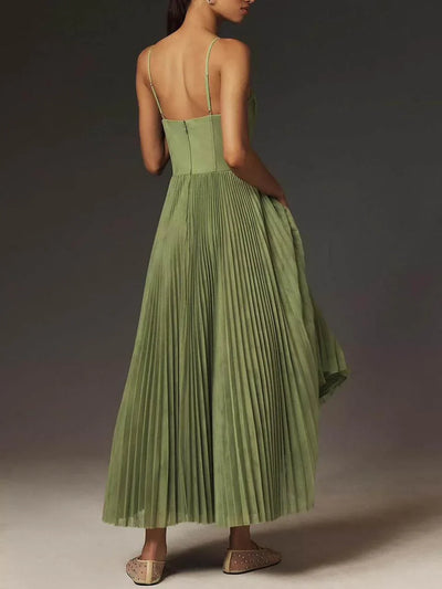 Poetic Grace Pleated Tulle Maxi Dress