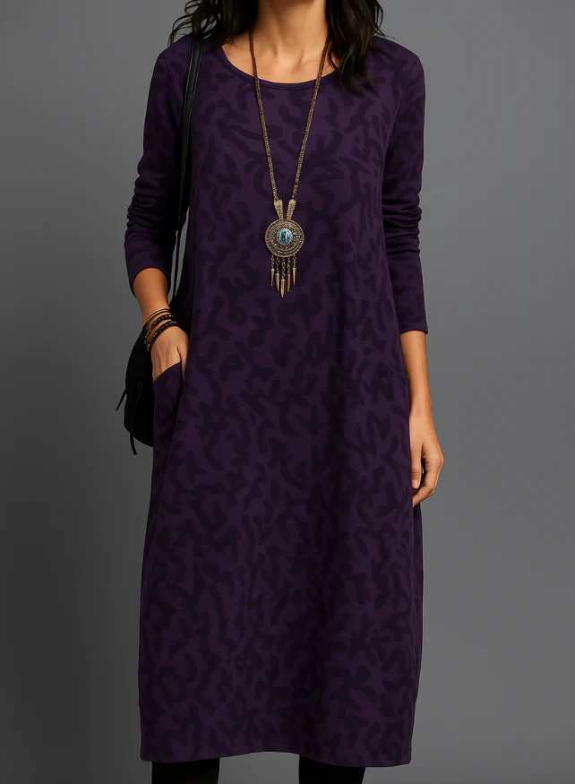 Poetic Muse Textured Pocket Midi Dress