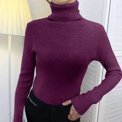 Elegant Ribbed Turtleneck Top