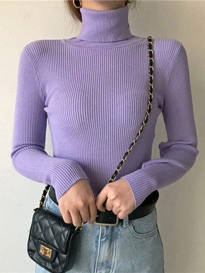 Elegant Ribbed Turtleneck Top