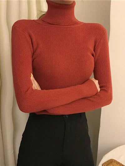 Elegant Ribbed Turtleneck Top