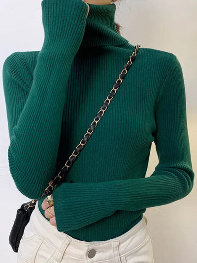 Elegant Ribbed Turtleneck Top