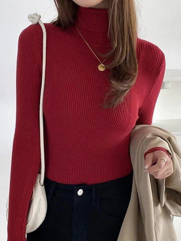 Elegant Ribbed Turtleneck Top
