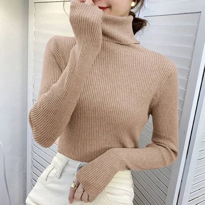 Elegant Ribbed Turtleneck Top