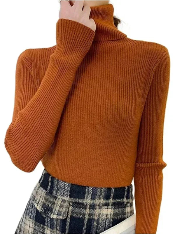 Elegant Ribbed Turtleneck Top