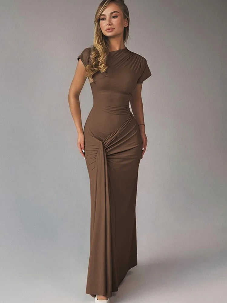 Poised Elegance Draped Maxi Dress