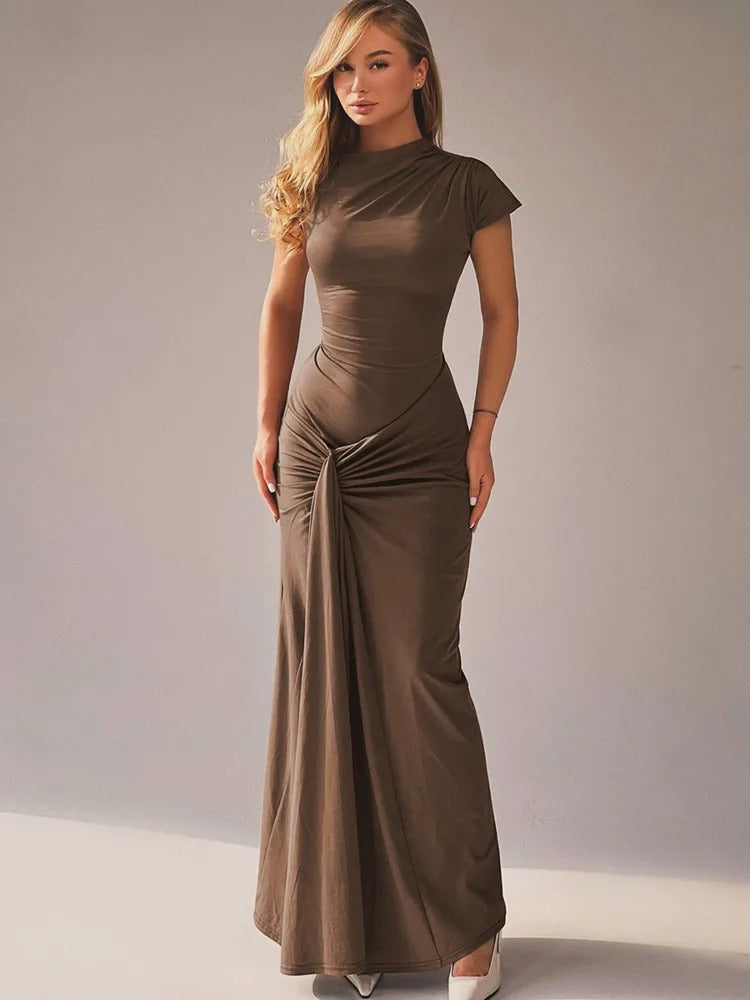 Poised Elegance Draped Maxi Dress