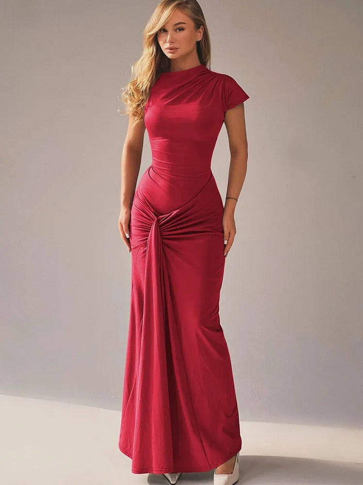 Poised Elegance Draped Maxi Dress