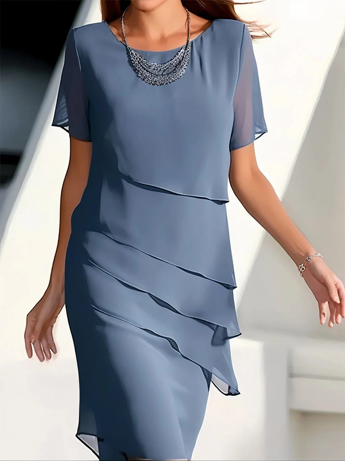 Poised Layers Tiered Shift Dress