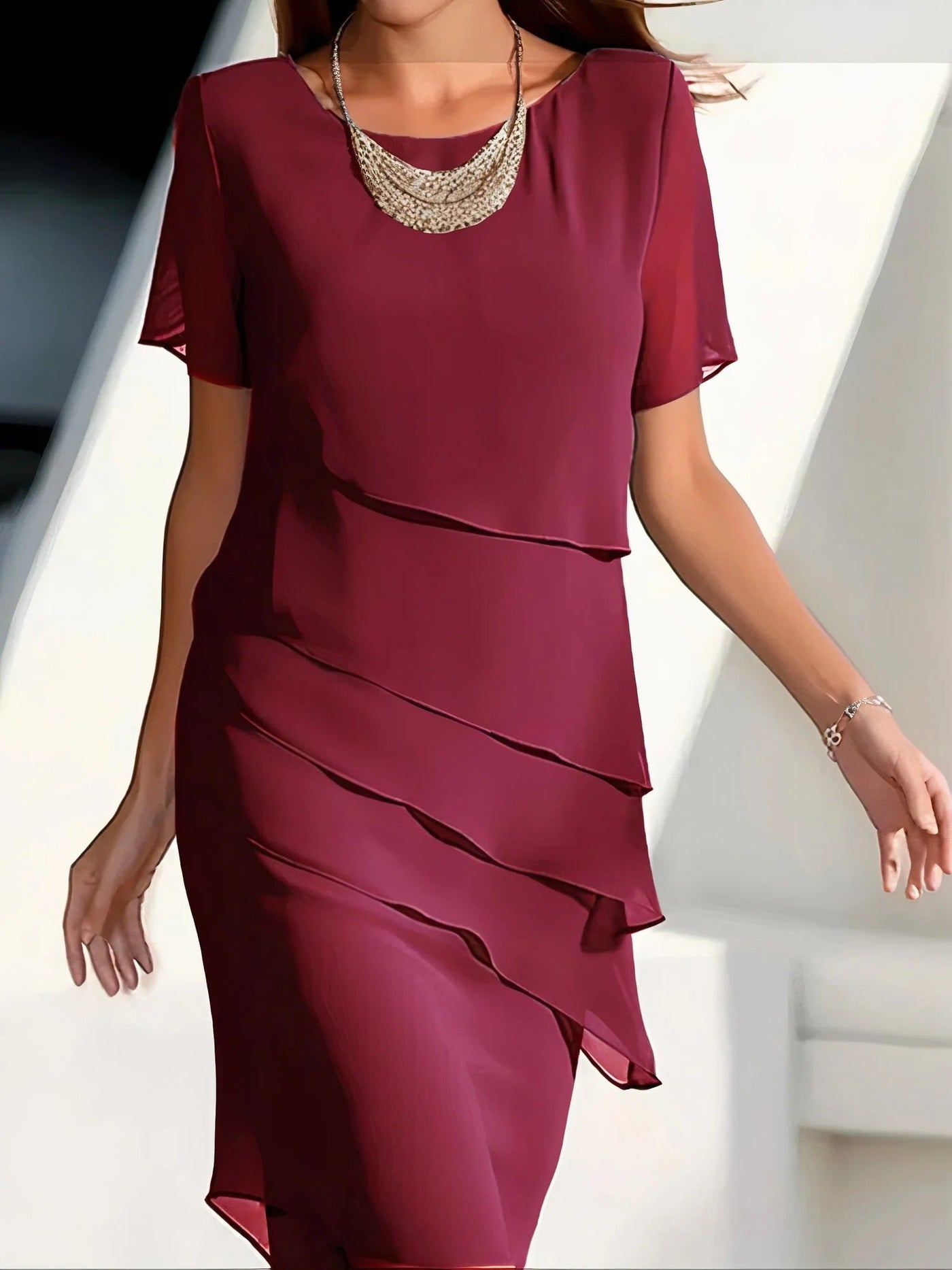 Poised Layers Tiered Shift Dress
