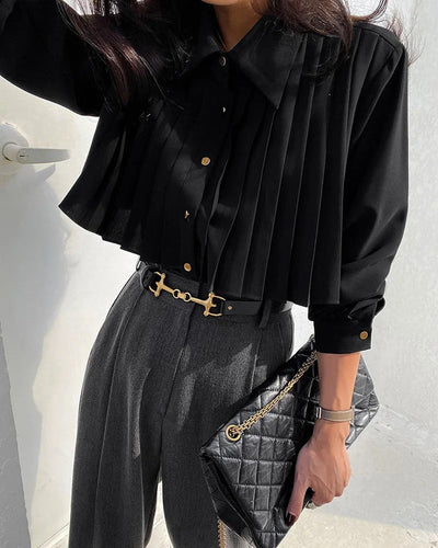 Poised Rhythm Pleated Cropped Blouse