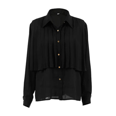 Poised Rhythm Pleated Cropped Blouse