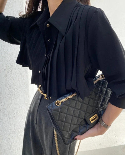 Poised Rhythm Pleated Cropped Blouse