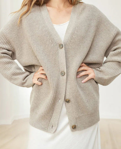 Serene Elegance Relaxed Button-Up Cardigan
