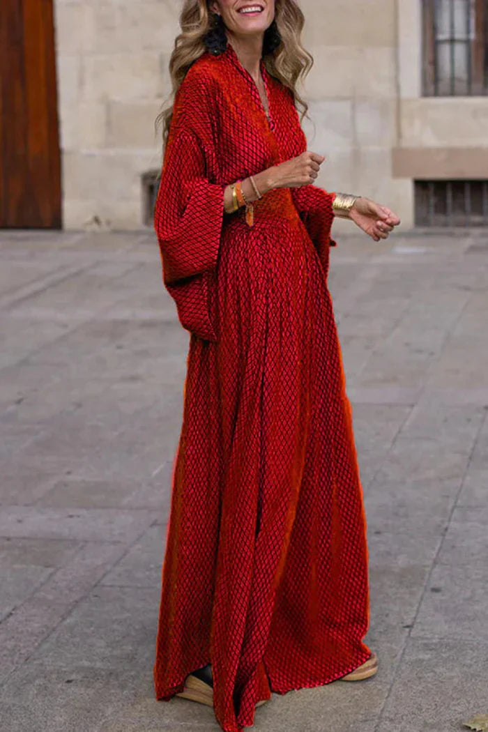 Radiant Allure Draped-Sleeve Maxi Dress