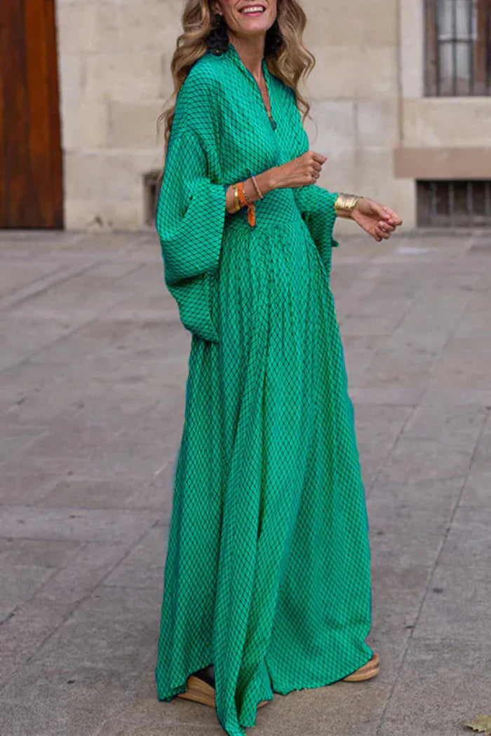 Radiant Allure Draped-Sleeve Maxi Dress