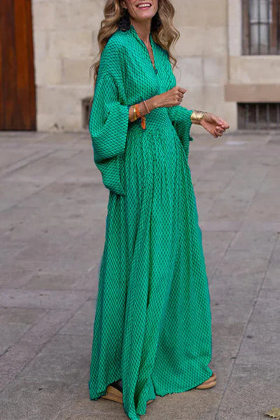 Radiant Allure Draped-Sleeve Maxi Dress