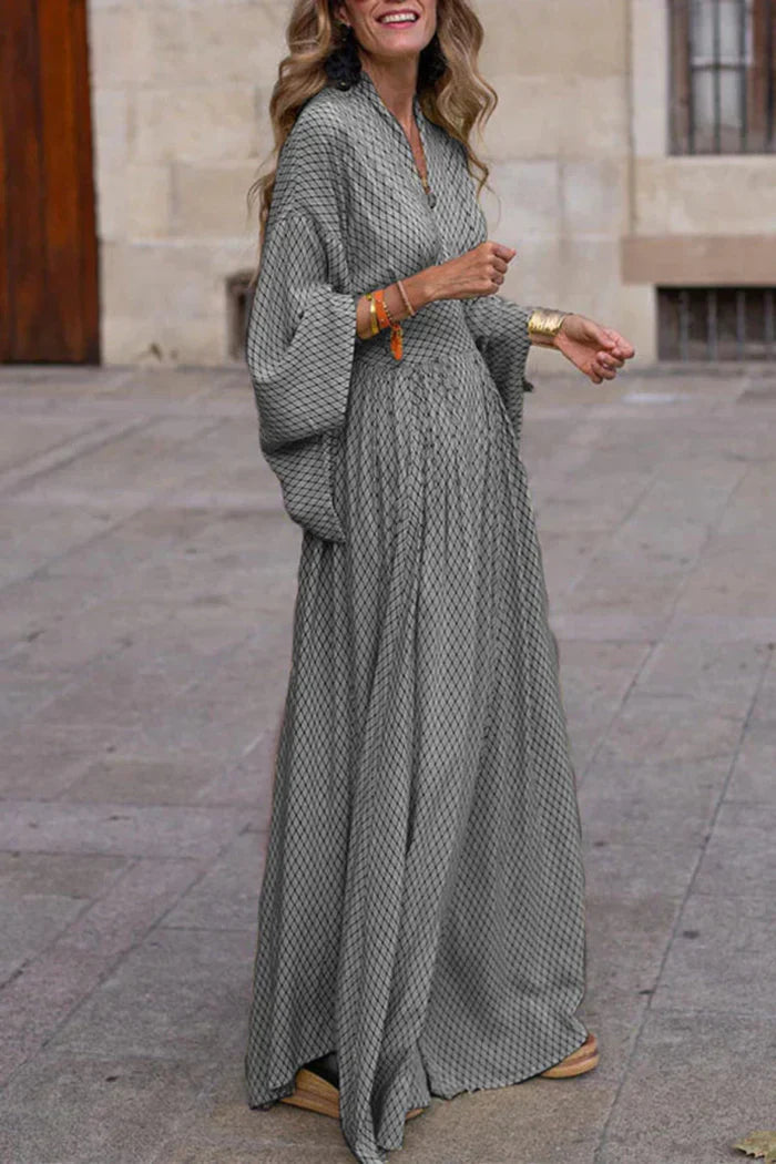 Radiant Allure Draped-Sleeve Maxi Dress