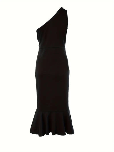 Radiant Allure Ruffle Hem One-Shoulder Dress