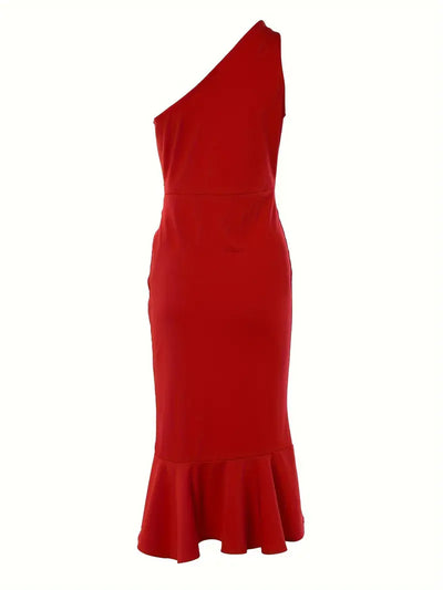 Radiant Allure Ruffle Hem One-Shoulder Dress